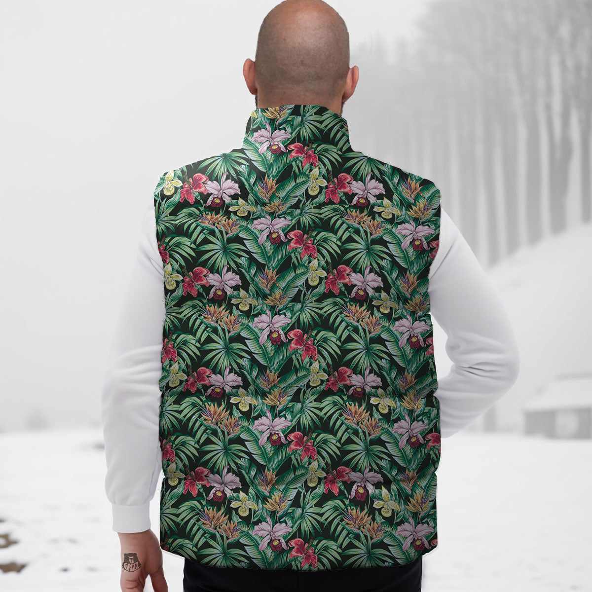 Hawaii Hibiscus Orchids Print Pattern Down Vest