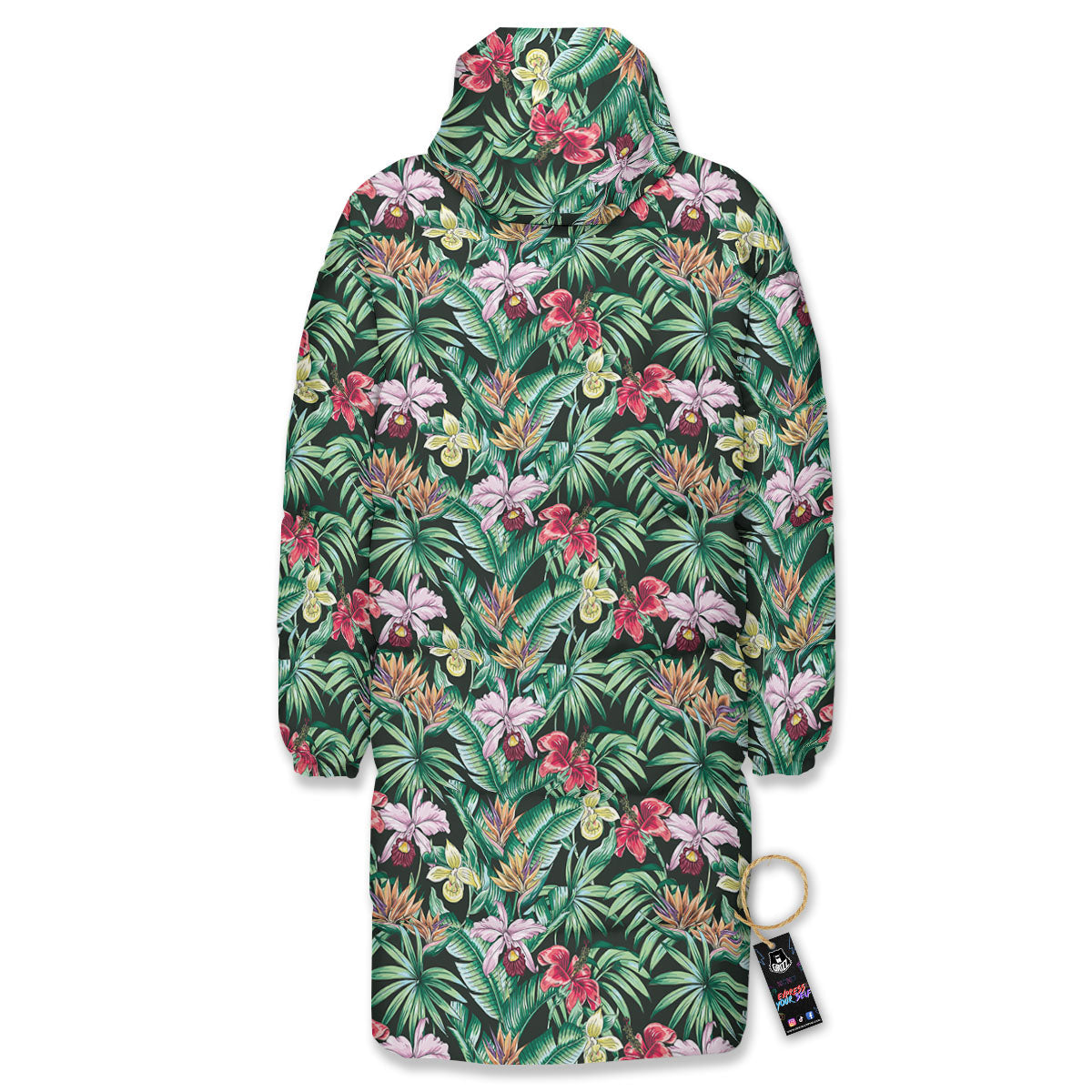 Hawaii Hibiscus Orchids Print Pattern Long Down Jacket-grizzshop