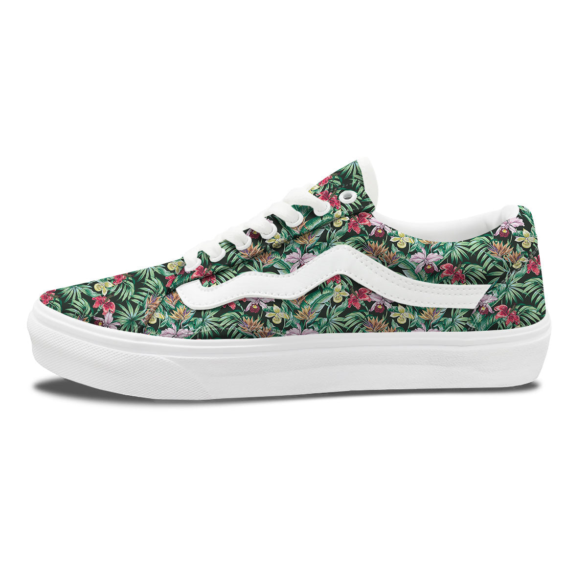 Hawaii Hibiscus Orchids Print Pattern Skate Shoes-grizzshop