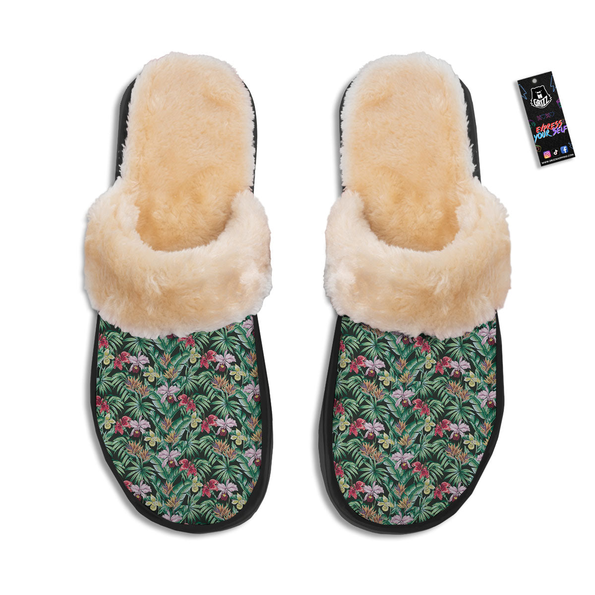 Hawaii Hibiscus Orchids Print Pattern Slippers-grizzshop