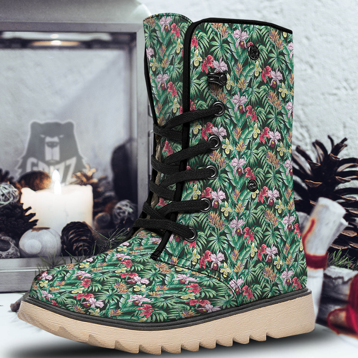Hawaii Hibiscus Orchids Print Pattern Snow Boots-grizzshop