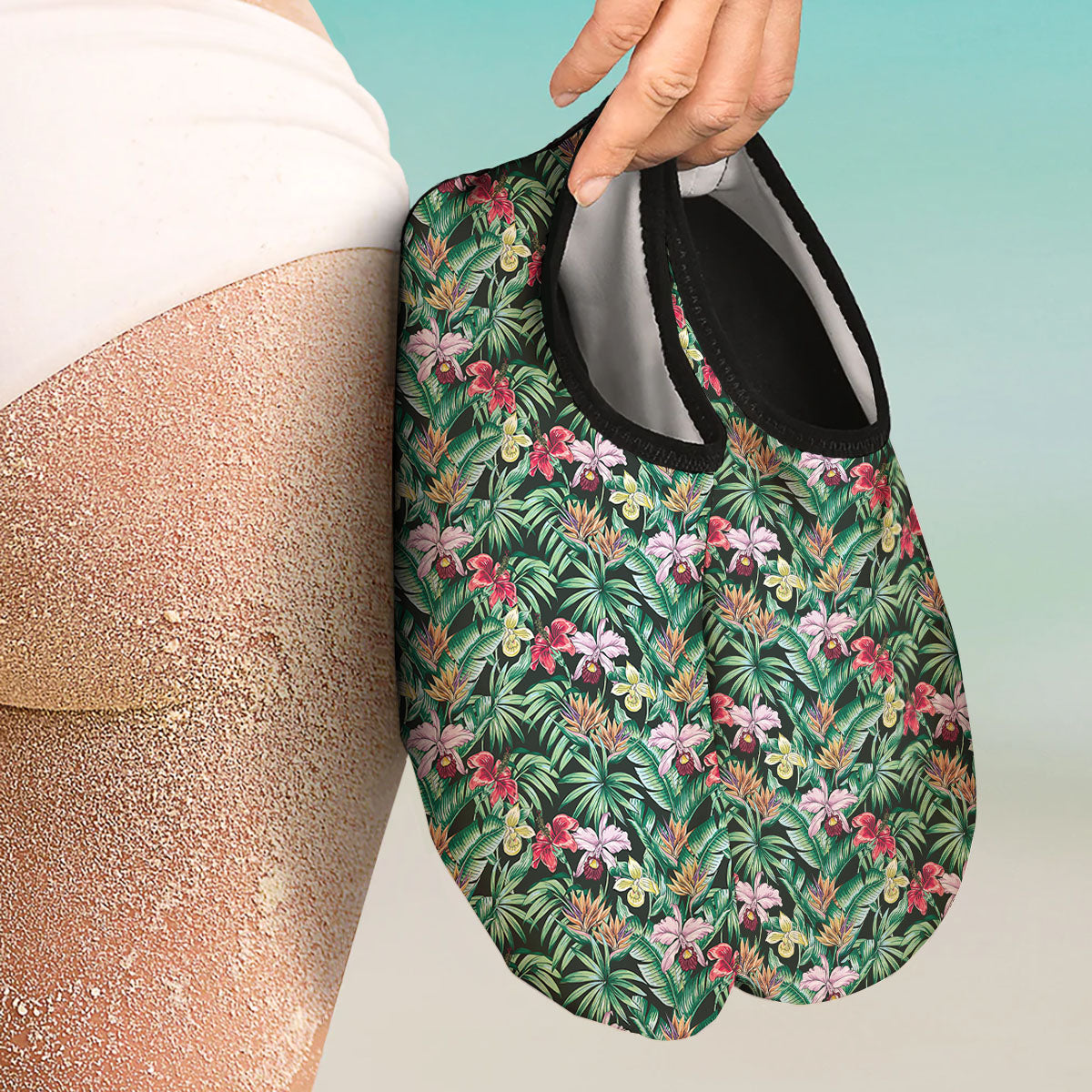 Hawaii Hibiscus Orchids Print Pattern Water Shoes-grizzshop