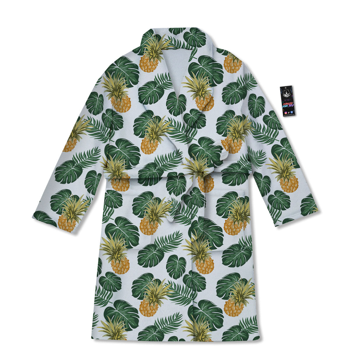 Hawaii Hibiscus Pineapple Print Pattern Bathrobe-grizzshop