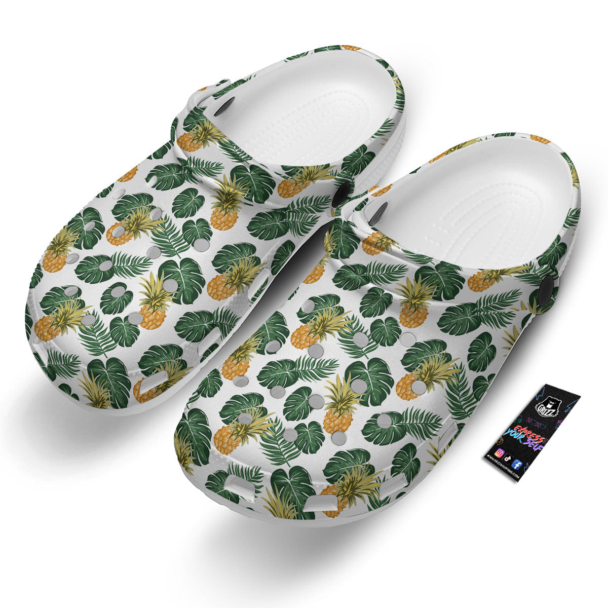 Hawaii Hibiscus Pineapple Print Pattern Clog-grizzshop