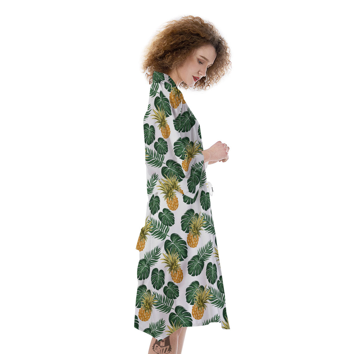 Hawaii Hibiscus Pineapple Print Pattern Kimono-grizzshop