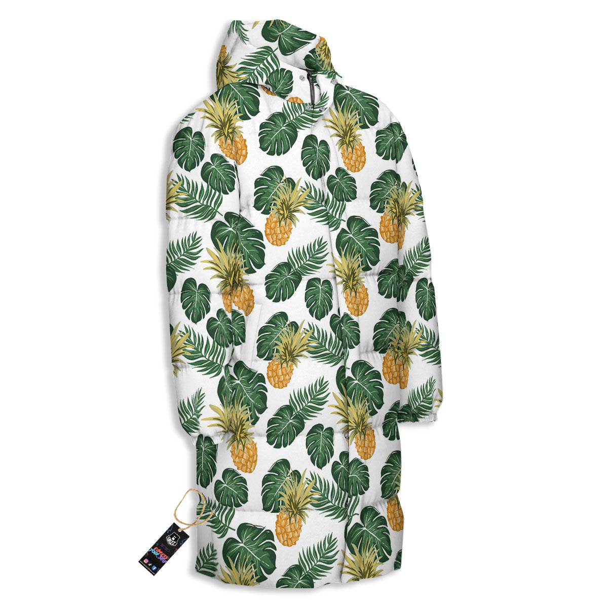 Hawaii Hibiscus Pineapple Print Pattern Long Down Jacket-grizzshop