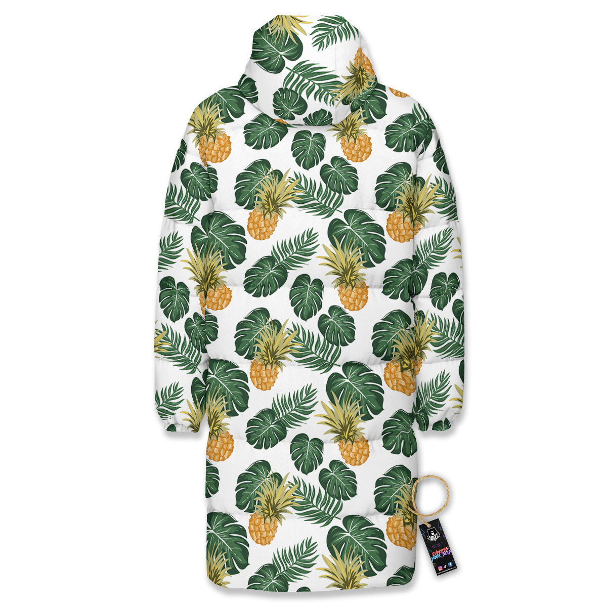 Hawaii Hibiscus Pineapple Print Pattern Long Down Jacket-grizzshop
