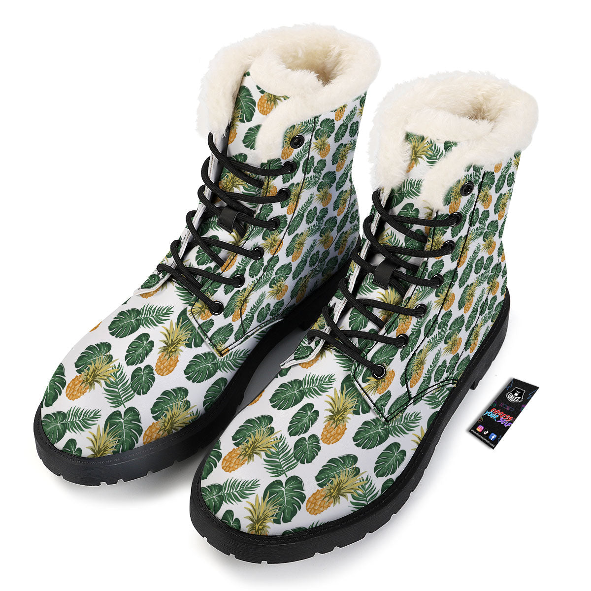 Hawaii Hibiscus Pineapple Print Pattern Winter Boots-grizzshop