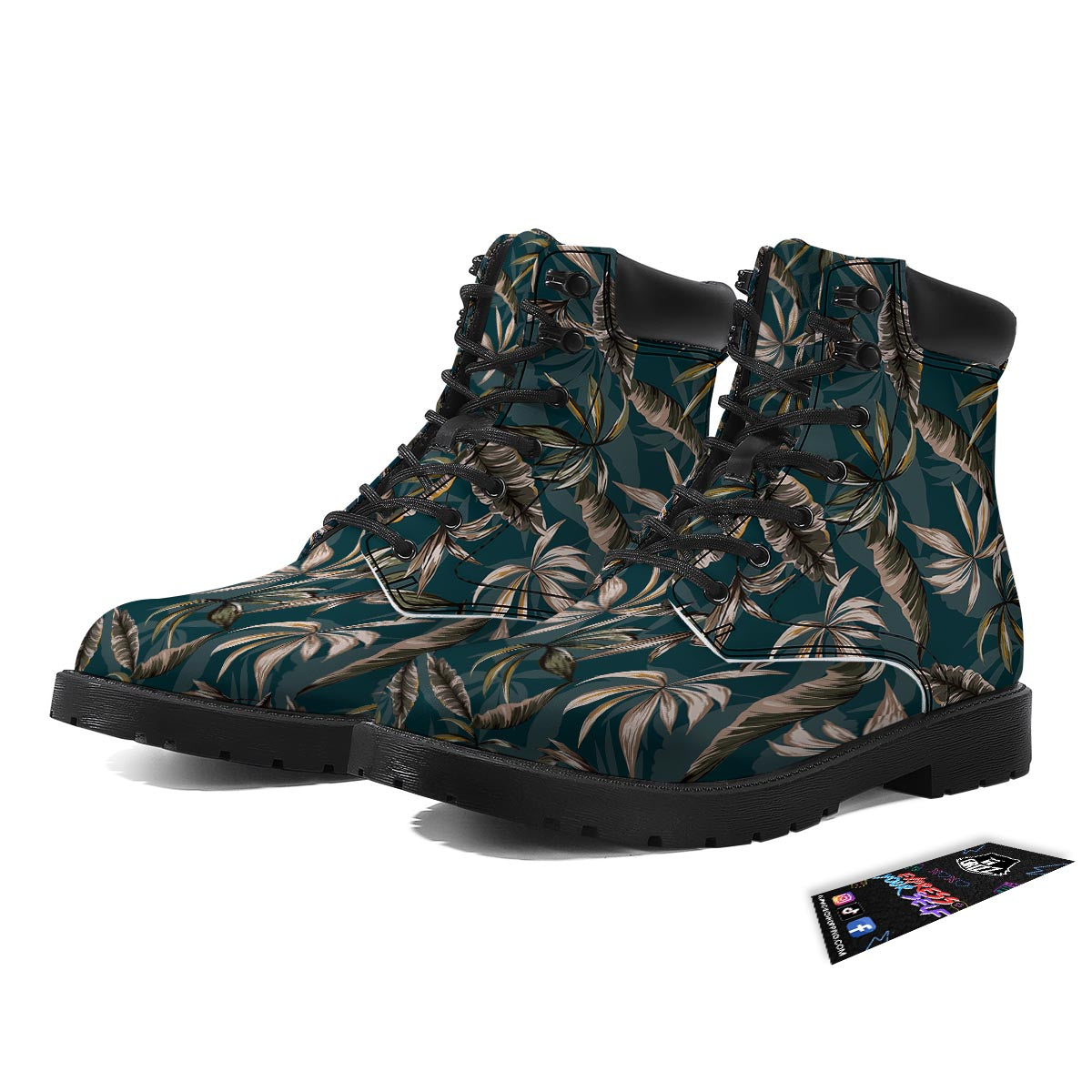 Hawaii Leaf Green Tropical Print Pattern Boots-grizzshop