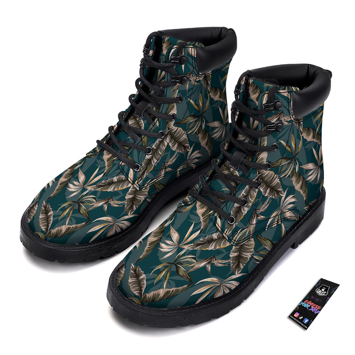 Hawaii Leaf Green Tropical Print Pattern Boots-grizzshop