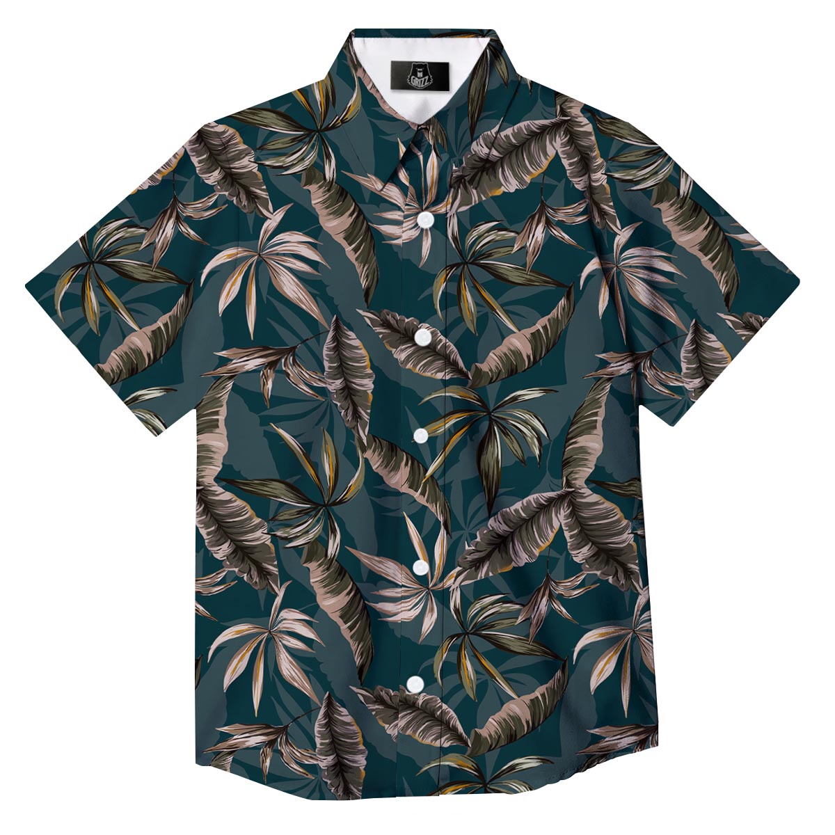 Hawaii Leaf Green Tropical Print Pattern Button Up Shirt-grizzshop