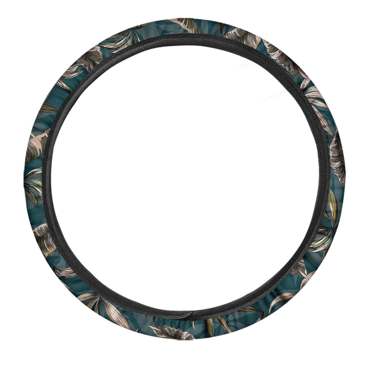 Hawaii Leaf Green Tropical Print Pattern Car Steering Wheel Cover-grizzshop