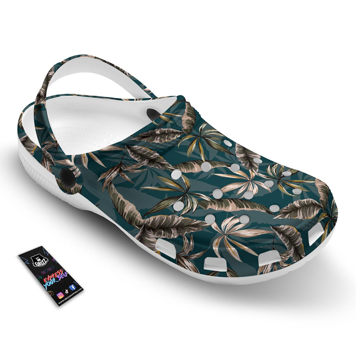 Hawaii Leaf Green Tropical Print Pattern Clog-grizzshop