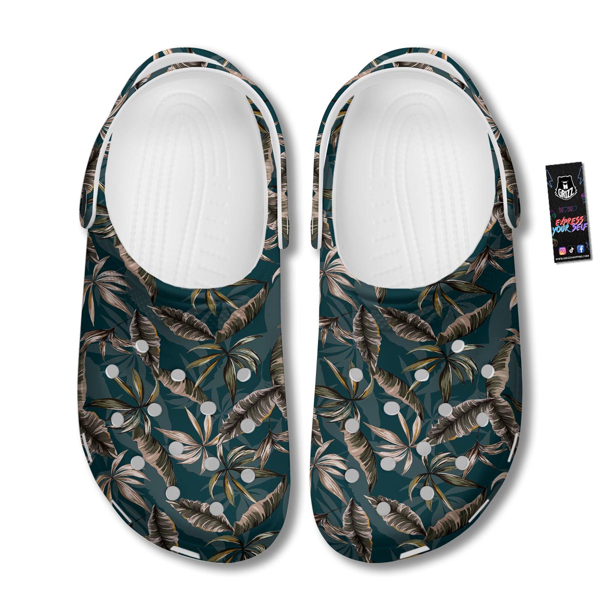 Hawaii Leaf Green Tropical Print Pattern Clog-grizzshop