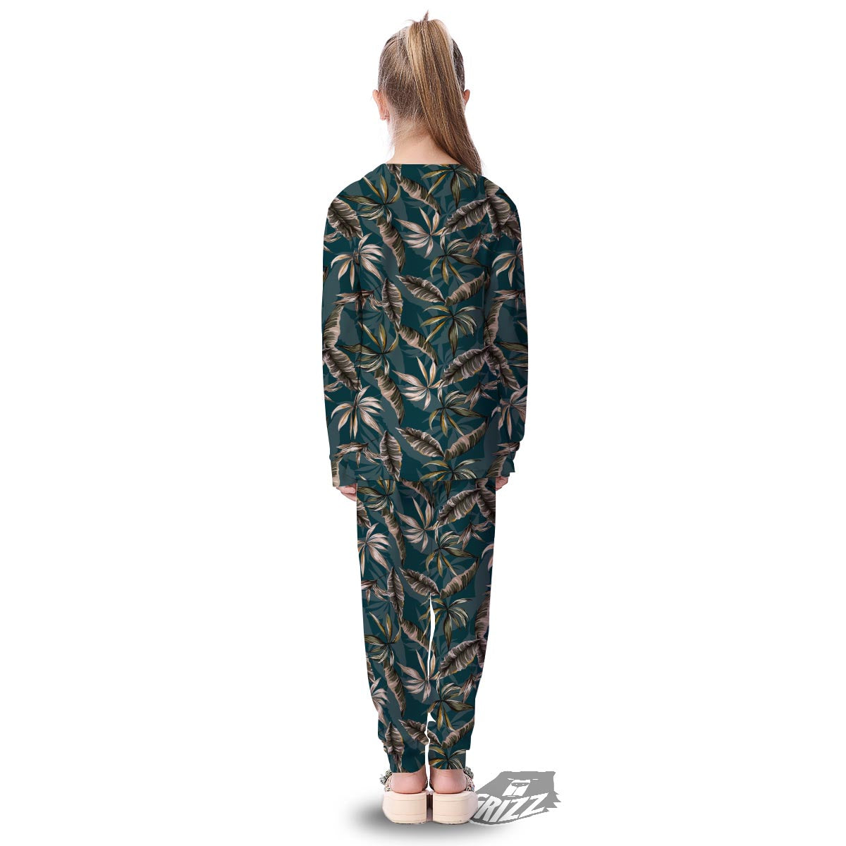 Hawaii Leaf Green Tropical Print Pattern Kid's Pajamas-grizzshop