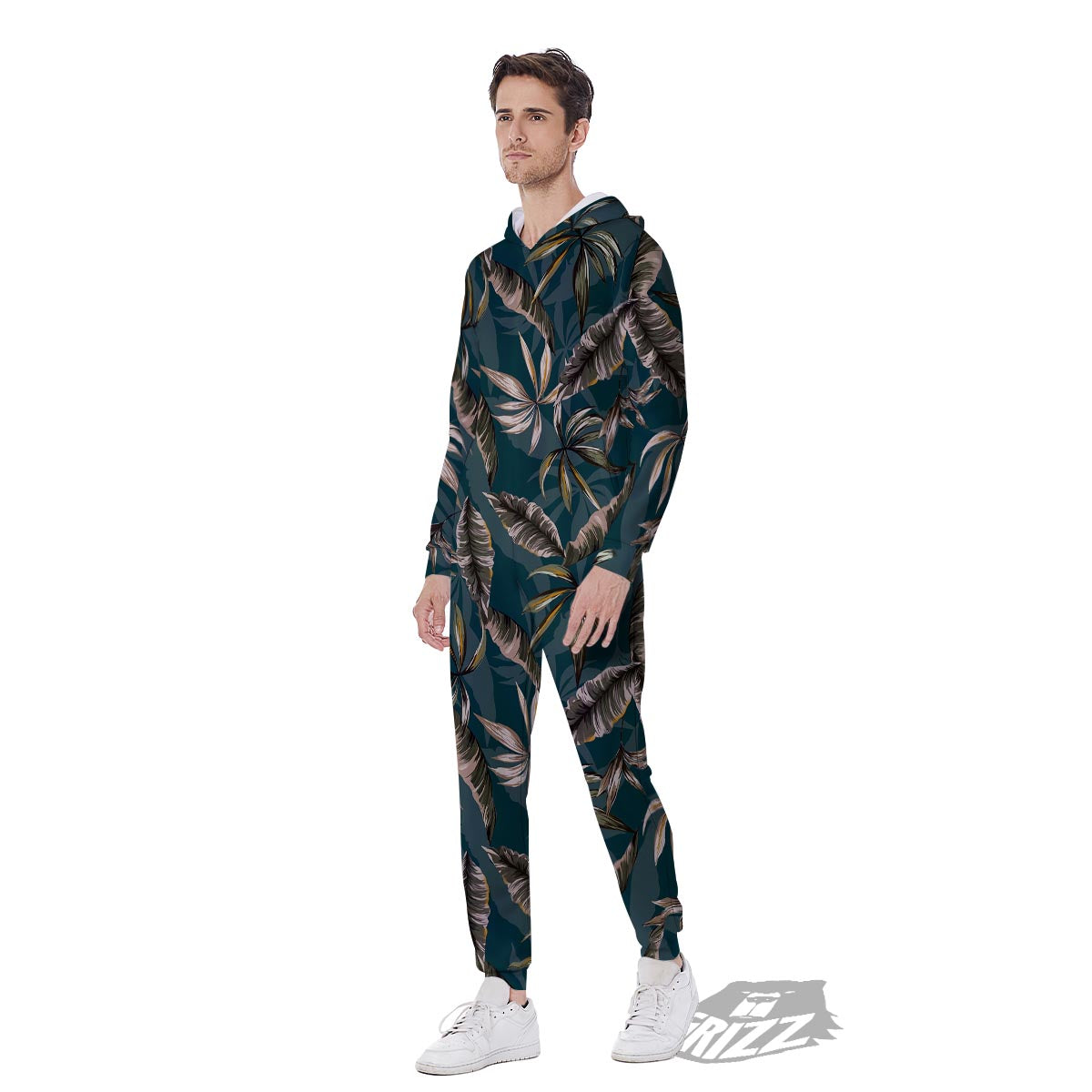 Hawaii Leaf Green Tropical Print Pattern Men's Jumpsuit-grizzshop