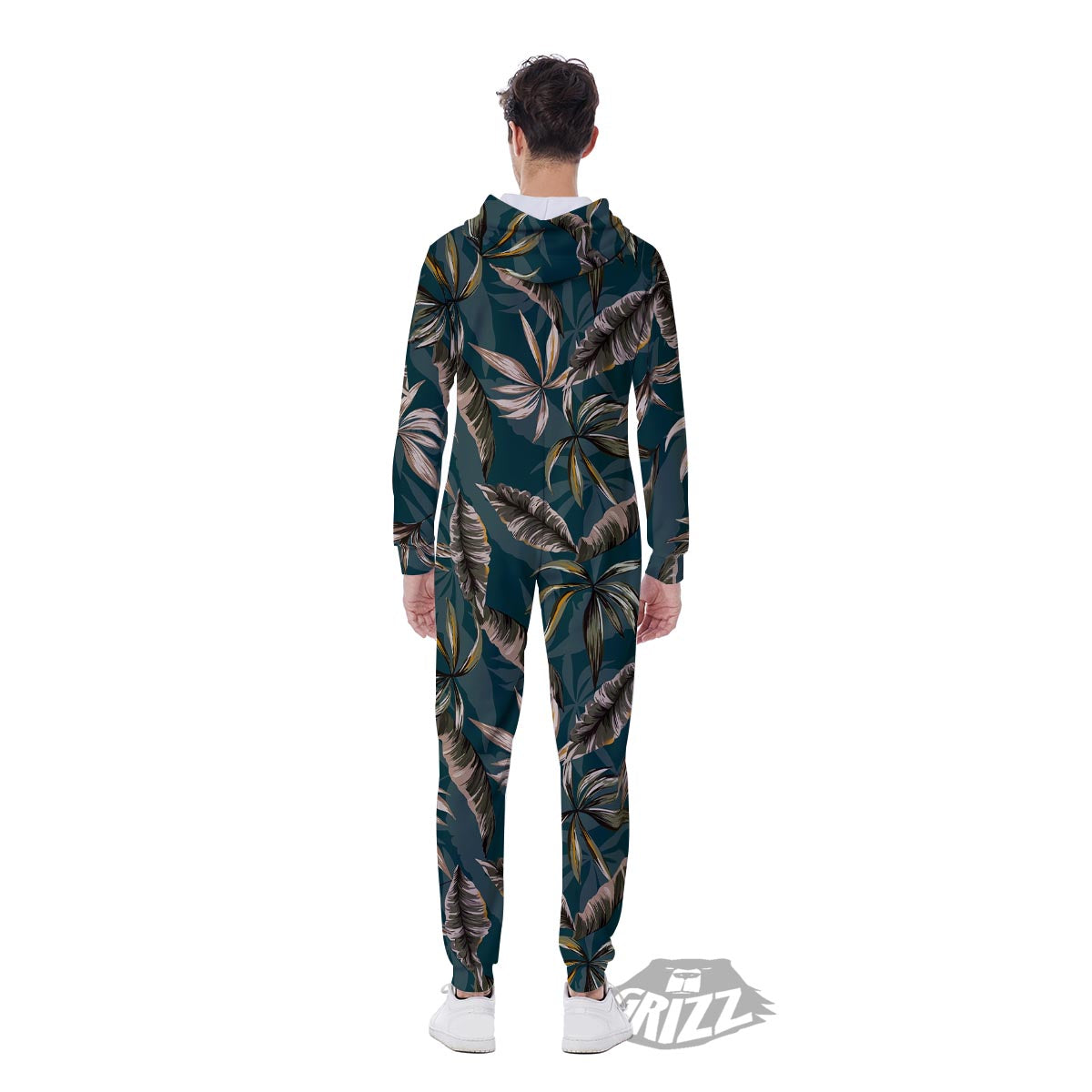 Hawaii Leaf Green Tropical Print Pattern Men's Jumpsuit-grizzshop