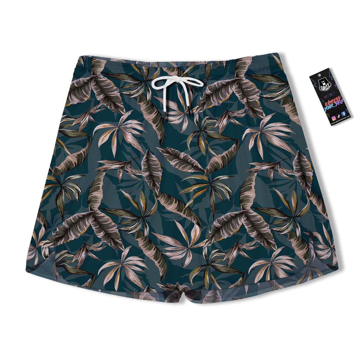 Hawaii Leaf Green Tropical Print Pattern Men's Running Shorts-grizzshop