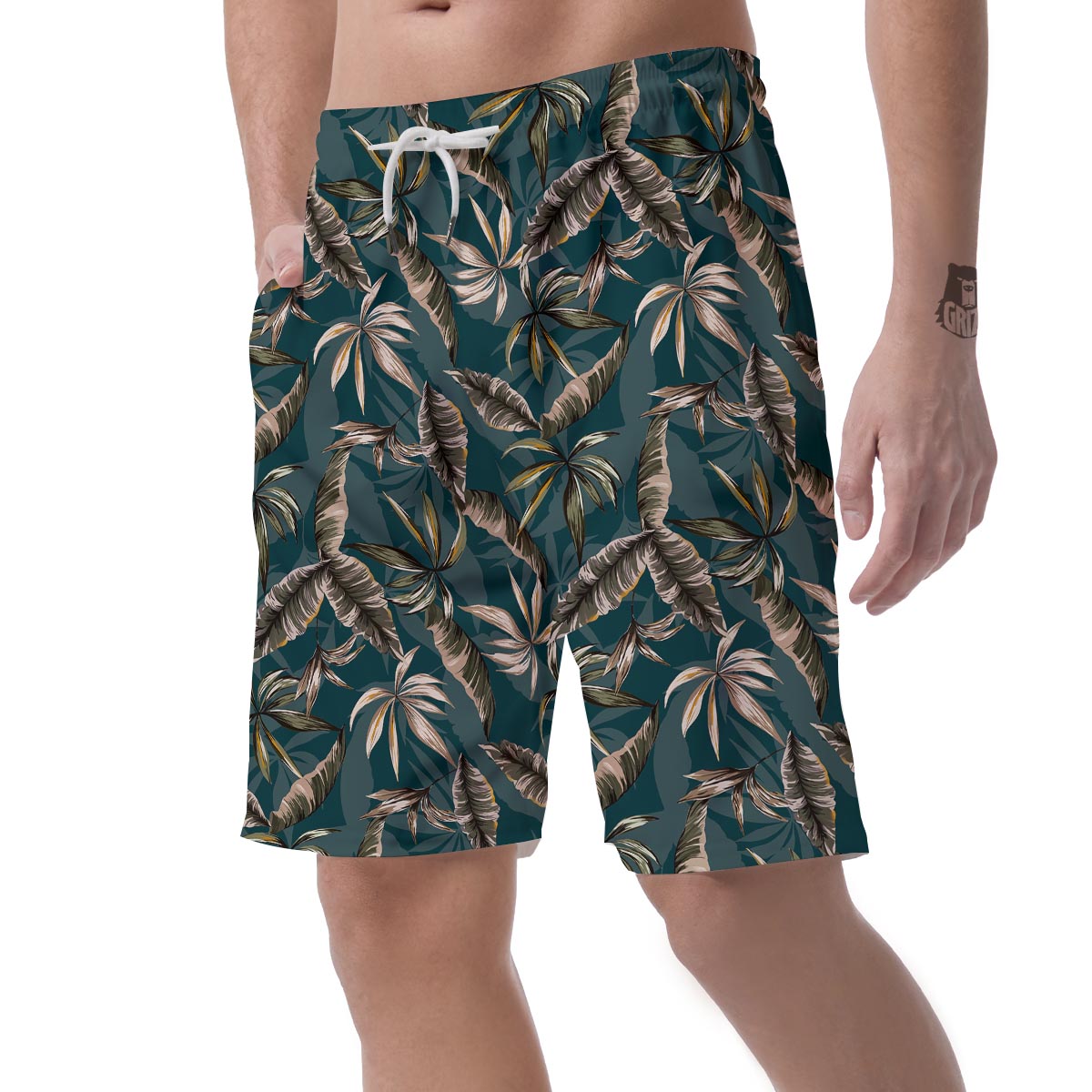 Hawaii Leaf Green Tropical Print Pattern Men's Shorts-grizzshop