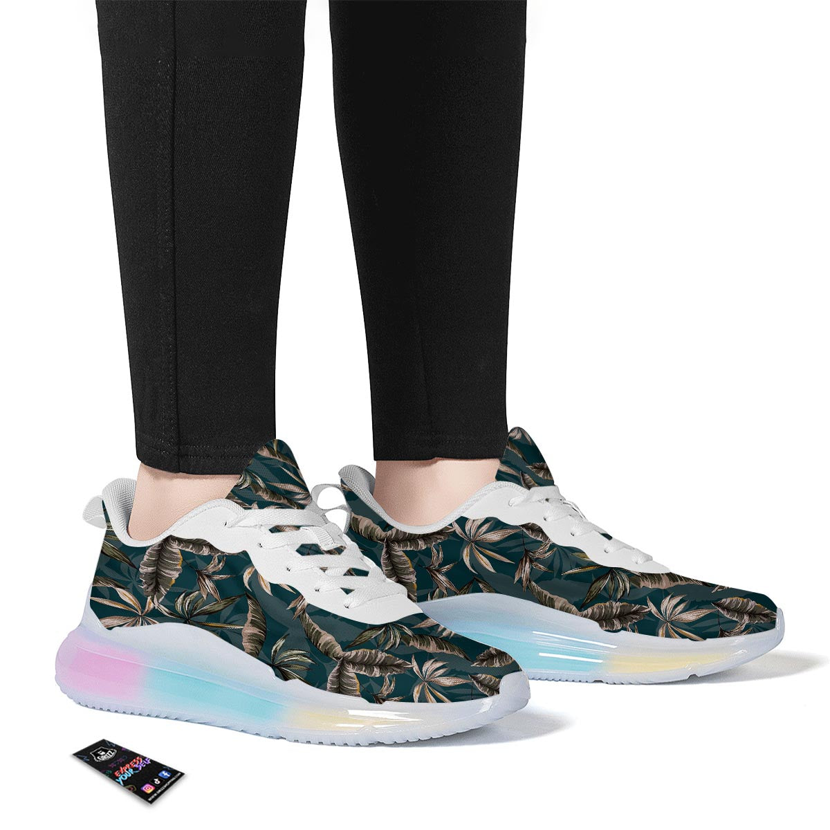 Hawaii Leaf Green Tropical Print Pattern Running Sneakers-grizzshop
