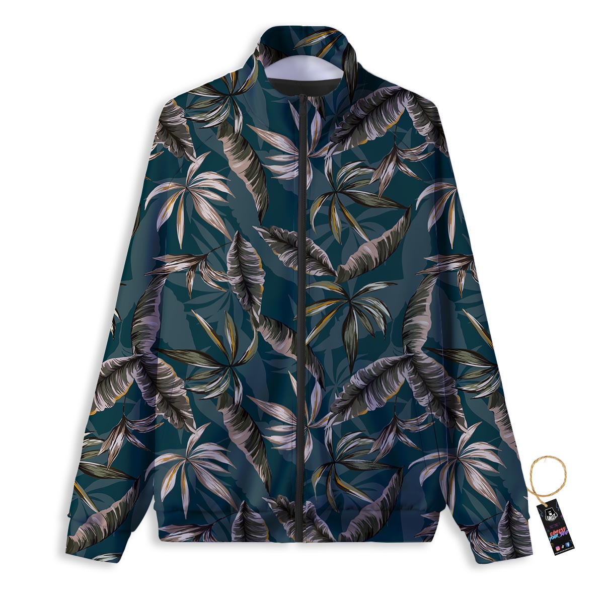 Hawaii Leaf Green Tropical Print Pattern Track Jacket-grizzshop