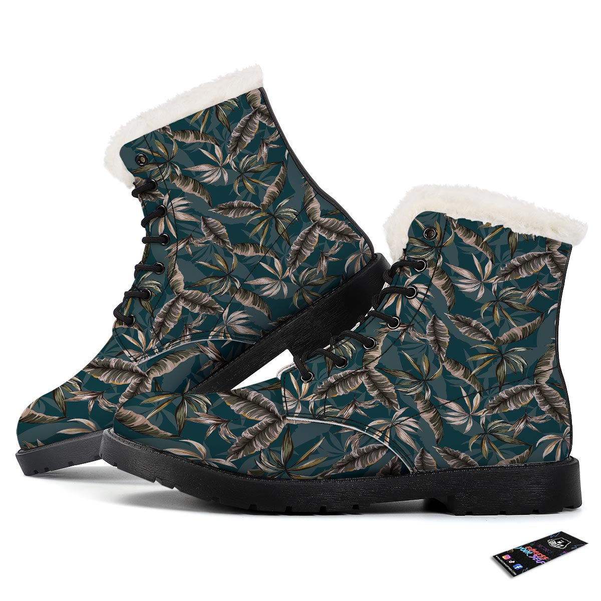 Hawaii Leaf Green Tropical Print Pattern Winter Boots-grizzshop