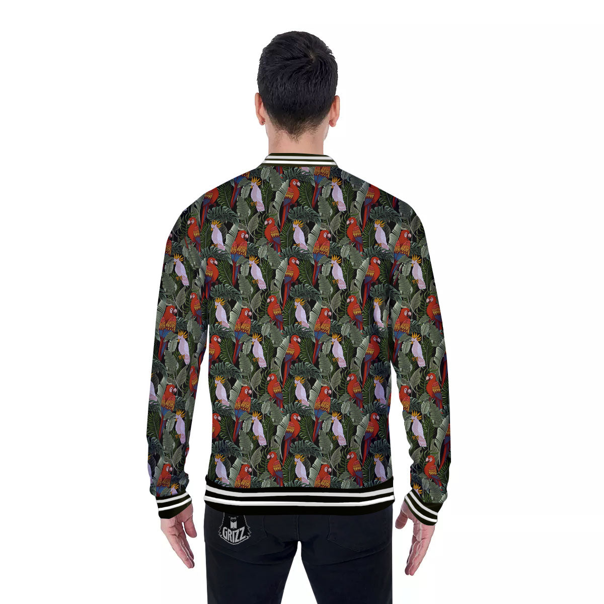 Hawaii Leaf Parrot Banana Print Pattern Baseball Jacket-grizzshop