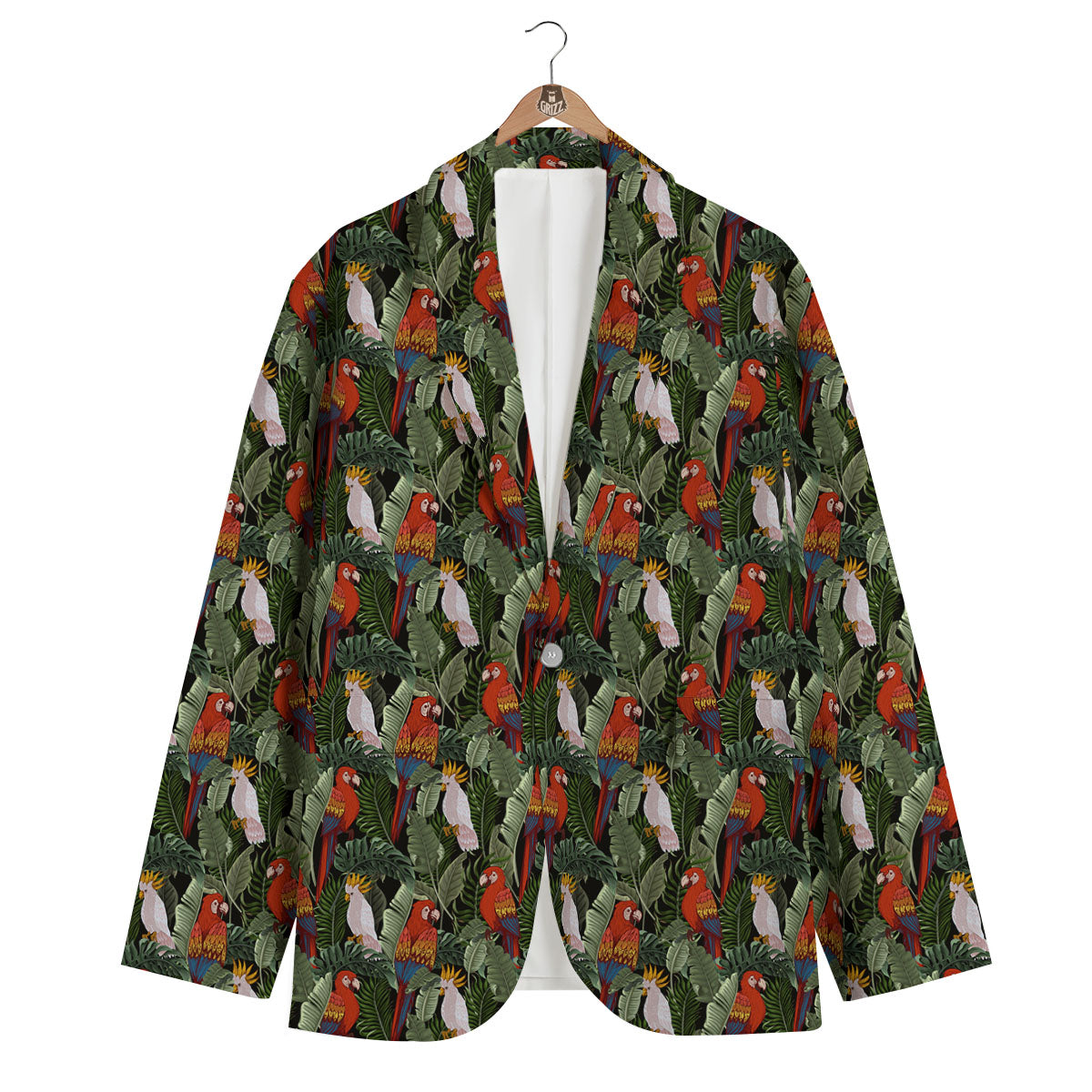 Hawaii Leaf Parrot Banana Print Pattern Men's Blazer-grizzshop
