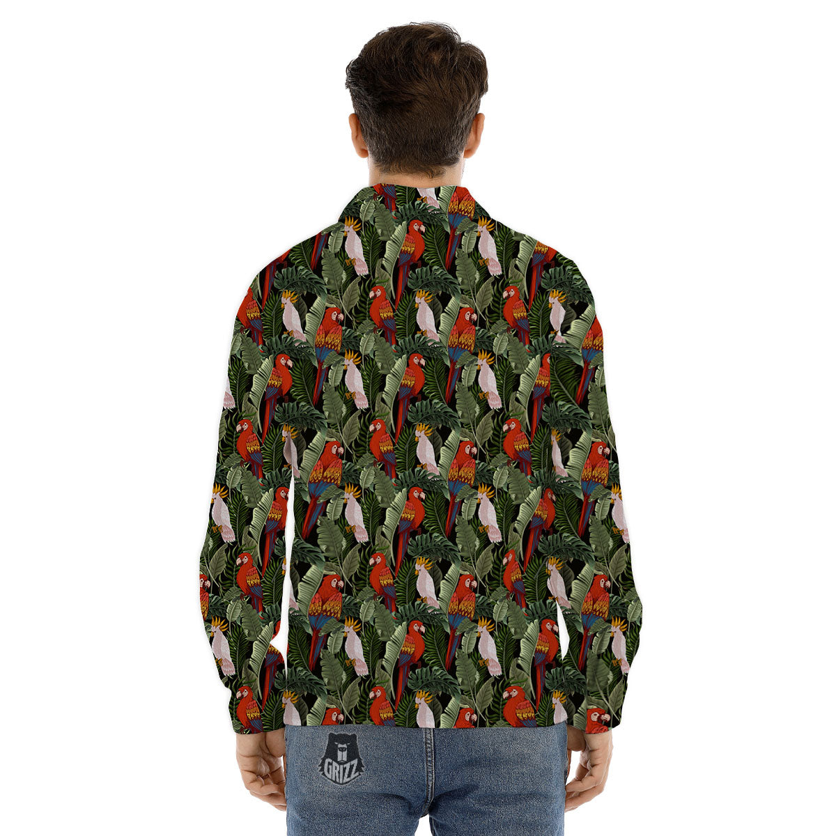 Hawaii Leaf Parrot Banana Print Pattern Men's Dress Shirts-grizzshop