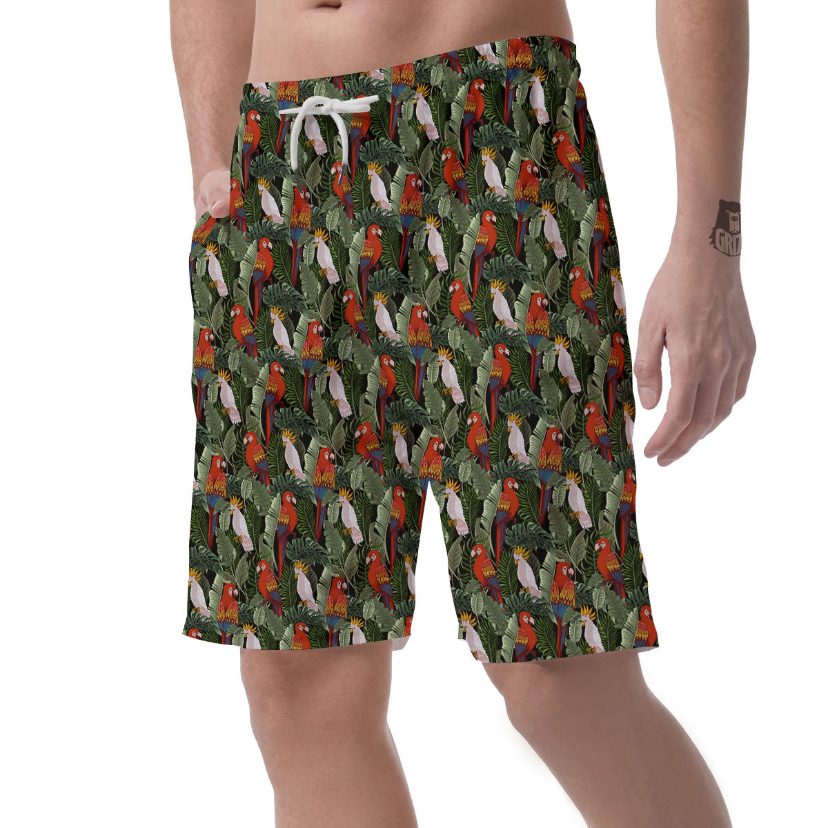 Hawaii Leaf Parrot Banana Print Pattern Men's Shorts-grizzshop