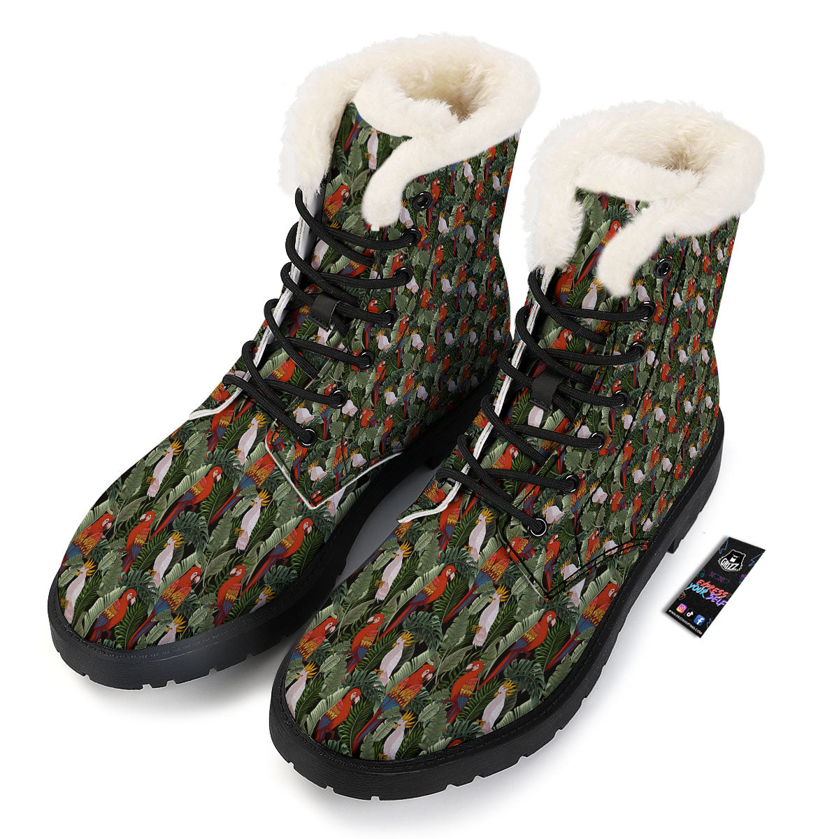 Hawaii Leaf Parrot Banana Print Pattern Winter Boots-grizzshop