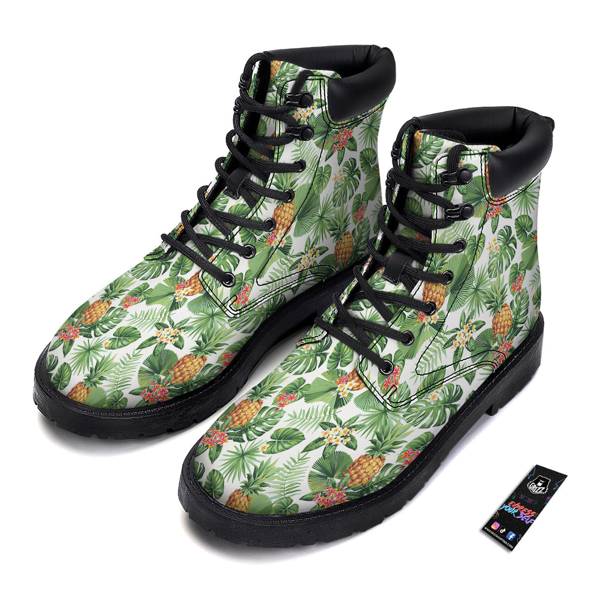 Hawaii Leaves Pineapple Print Pattern Boots-grizzshop