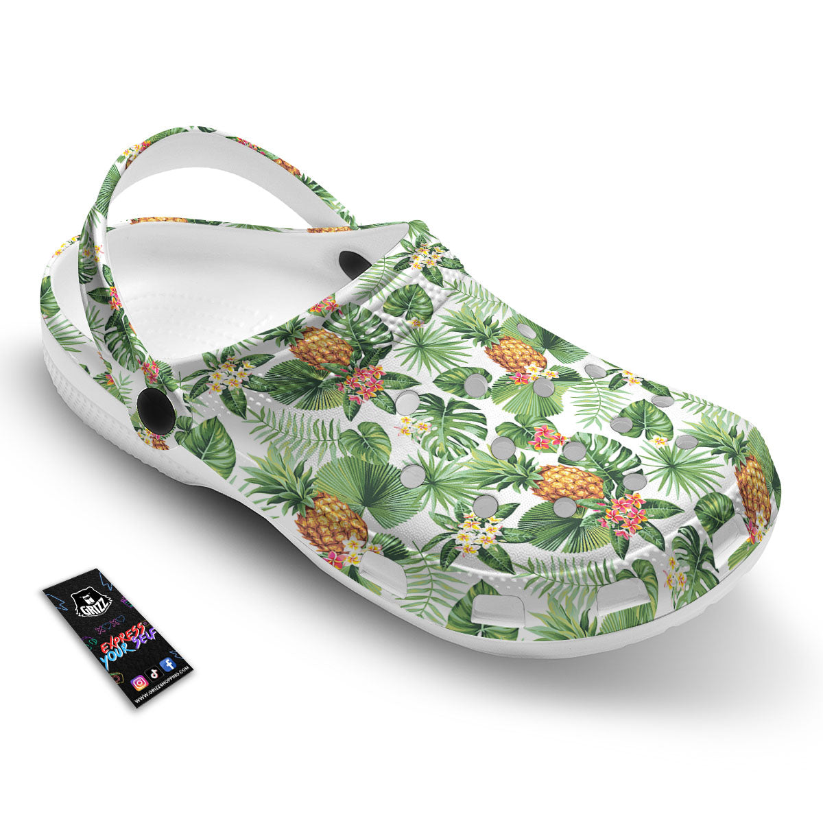 Hawaii Leaves Pineapple Print Pattern Clog-grizzshop