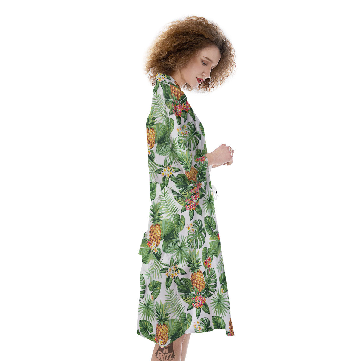 Hawaii Leaves Pineapple Print Pattern Kimono-grizzshop