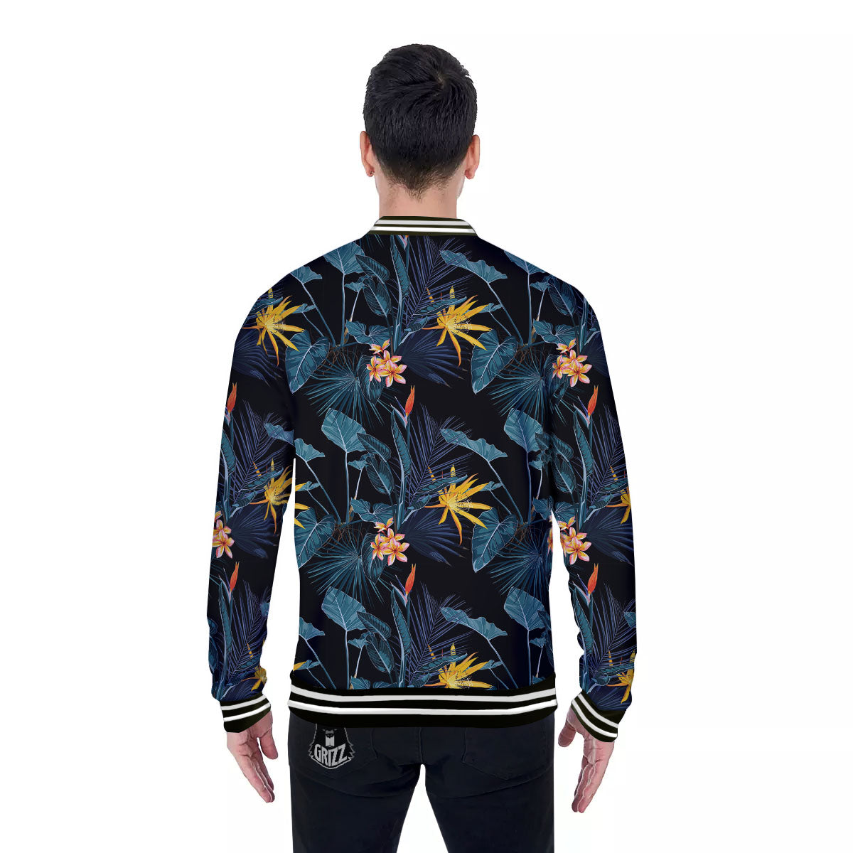 Hawaii Night Tropical Print Pattern Baseball Jacket-grizzshop