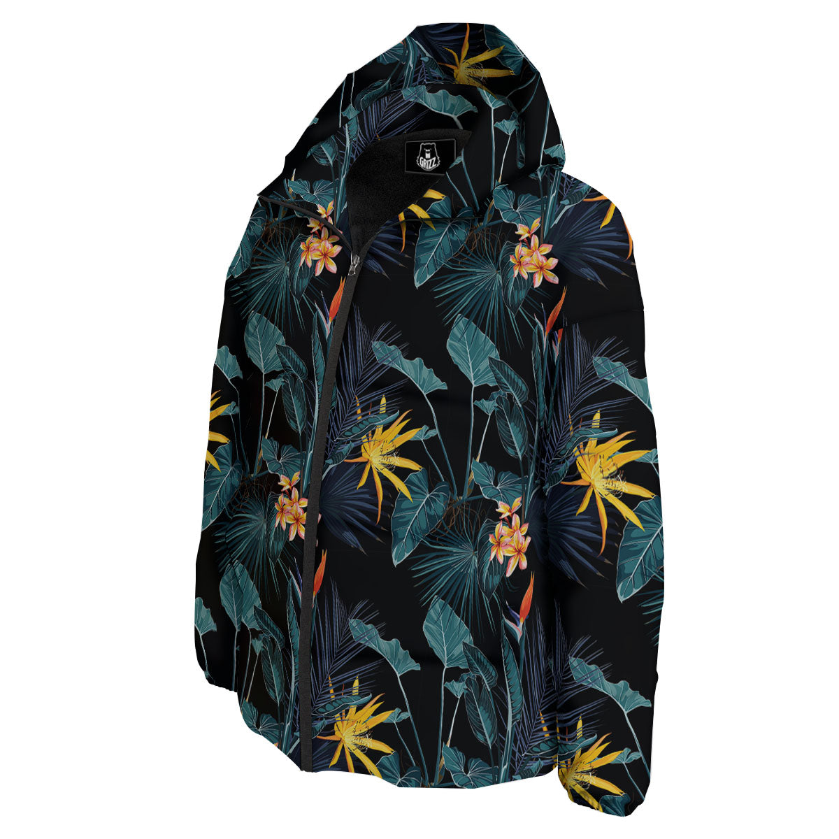 Hawaii Night Tropical Print Pattern Down Jacket-grizzshop