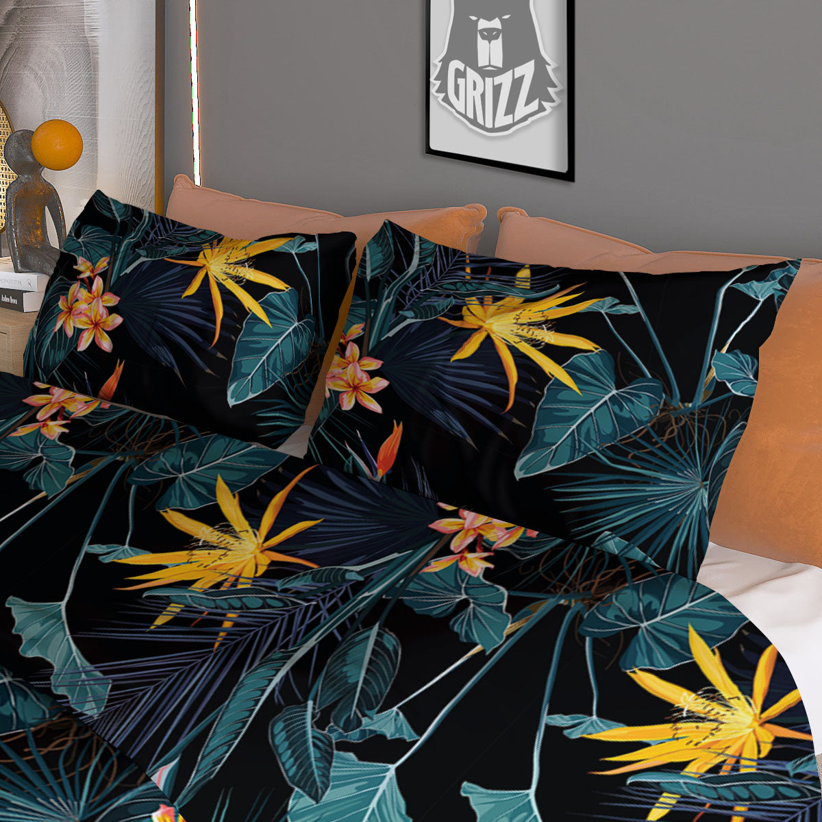 Hawaii Night Tropical Print Pattern Duvet Cover Bedding Set