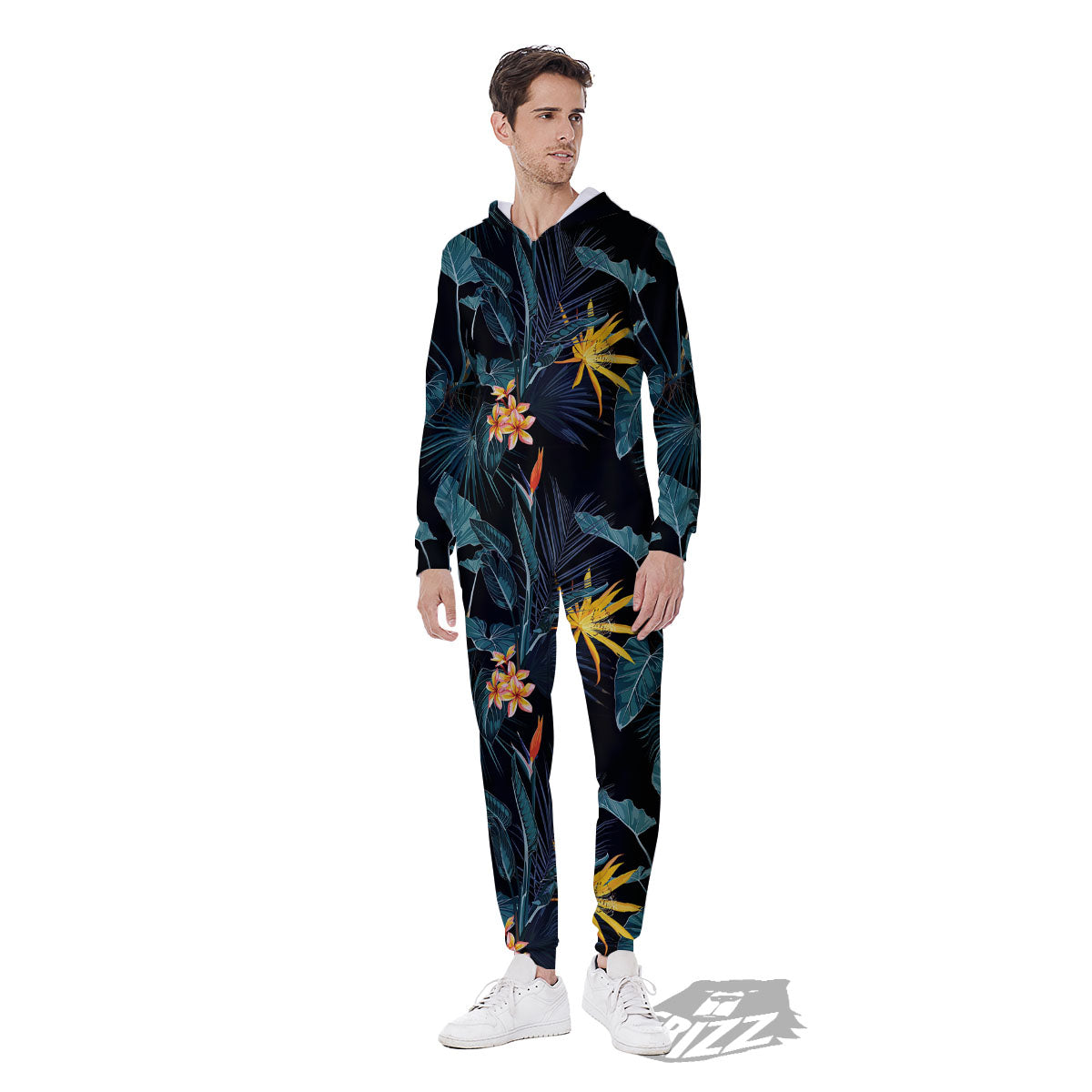 Hawaii Night Tropical Print Pattern Men's Jumpsuit-grizzshop