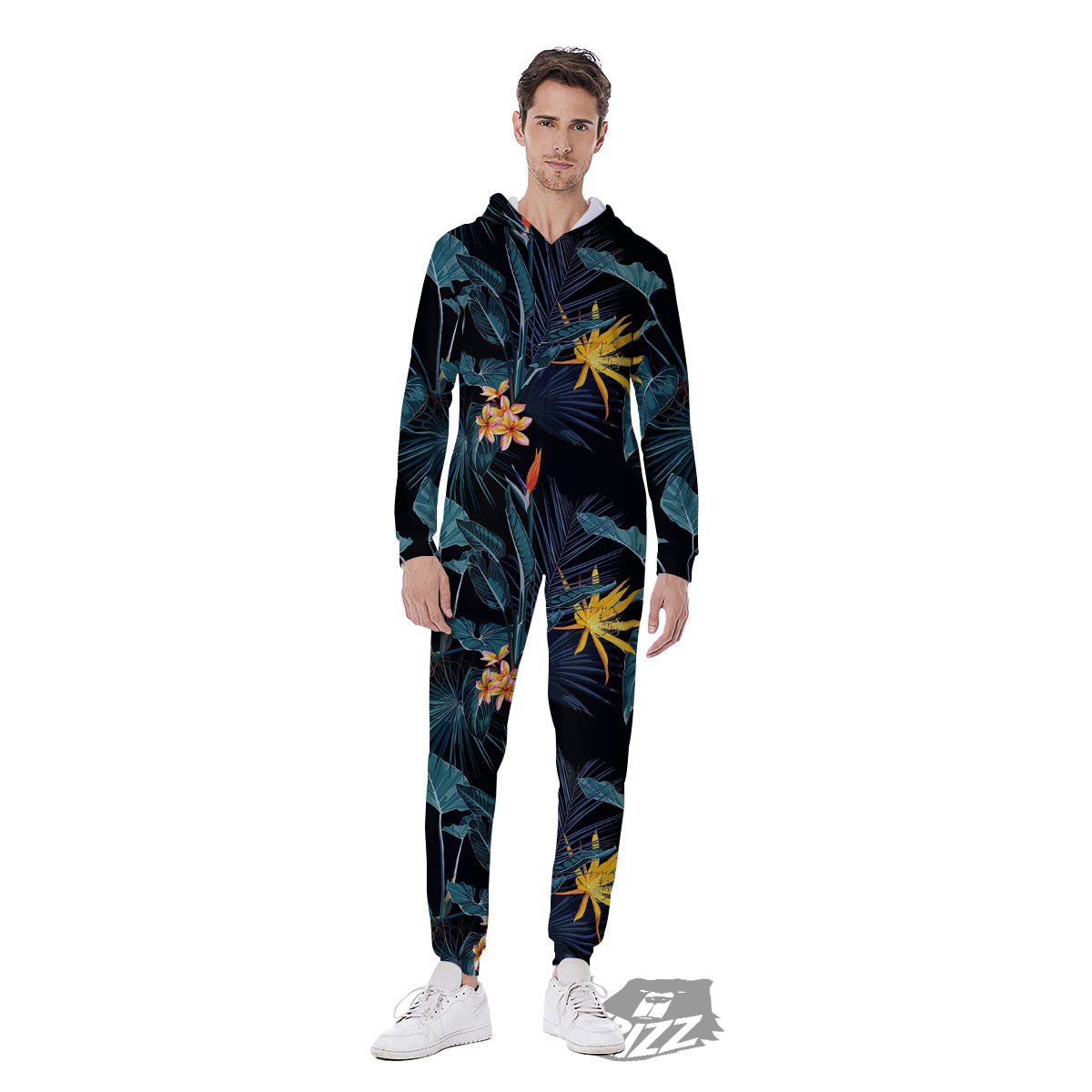 Hawaii Night Tropical Print Pattern Men's Jumpsuit-grizzshop