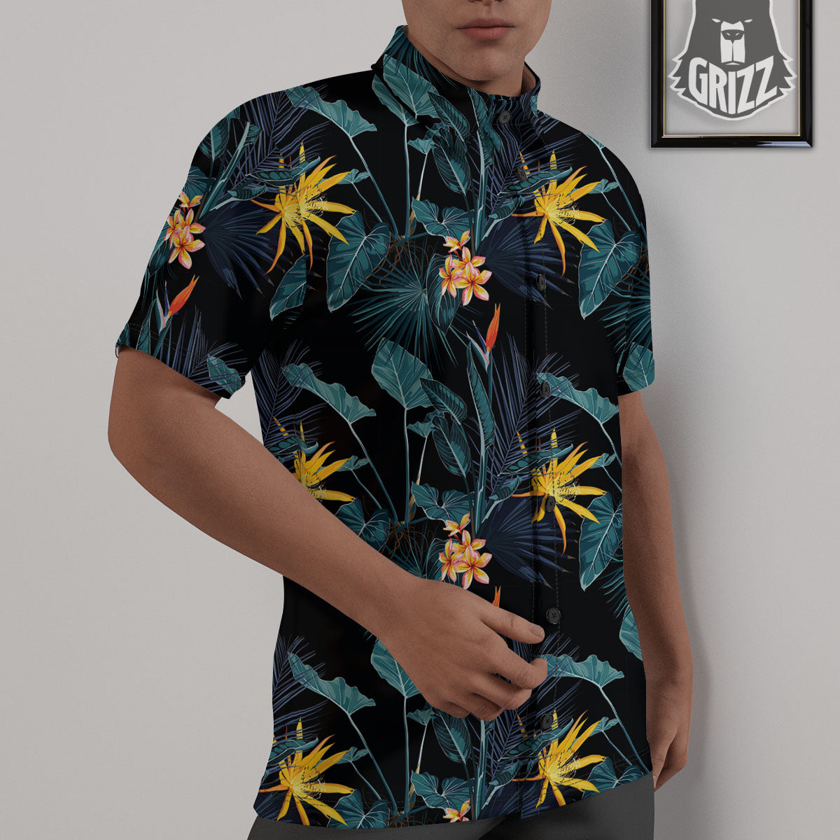 Hawaii Night Tropical Print Pattern Untucked Shirts-grizzshop