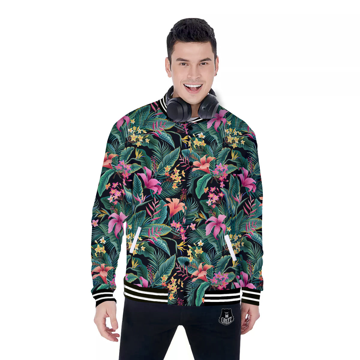Hawaii Plants Tropical Print Pattern Baseball Jacket-grizzshop