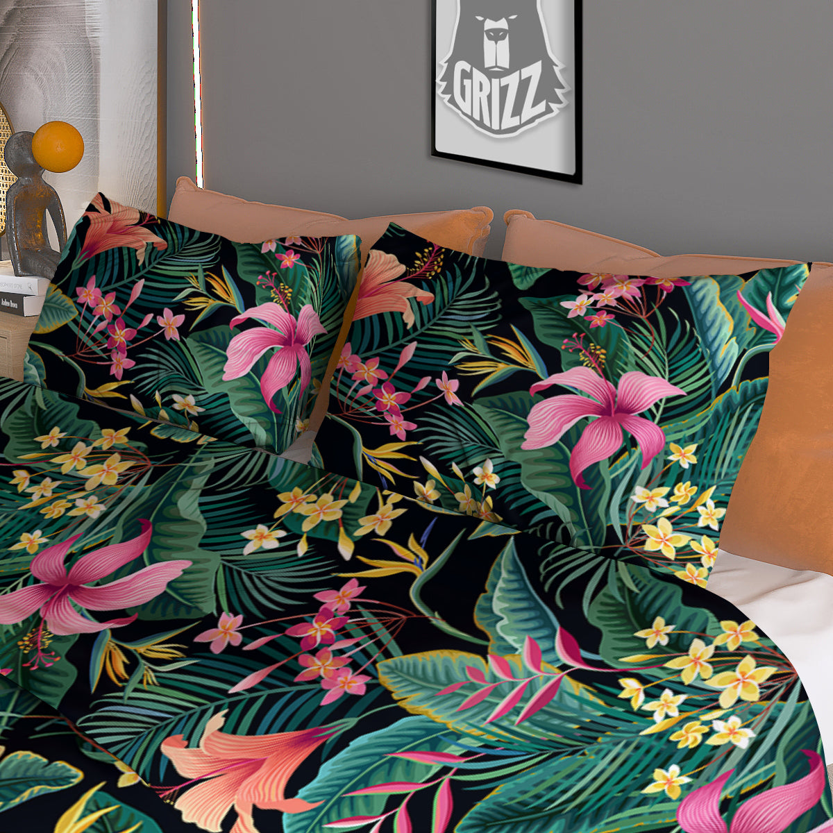 Hawaii Plants Tropical Print Pattern Duvet Cover Bedding Set