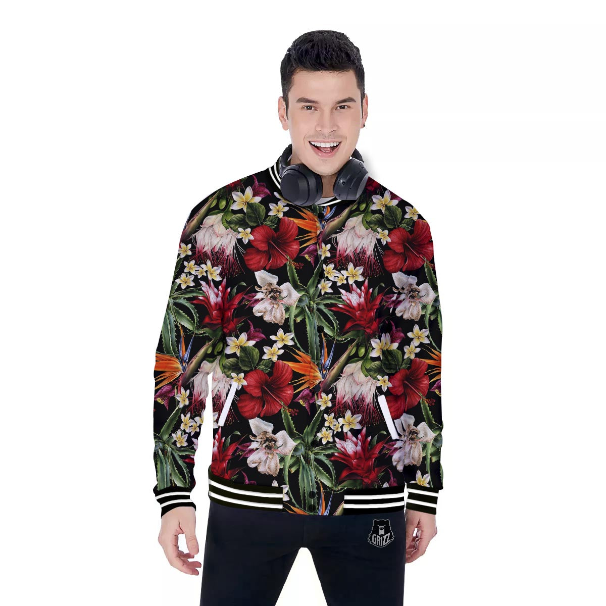 Hawaii Summer Tropical Print Pattern Baseball Jacket-grizzshop