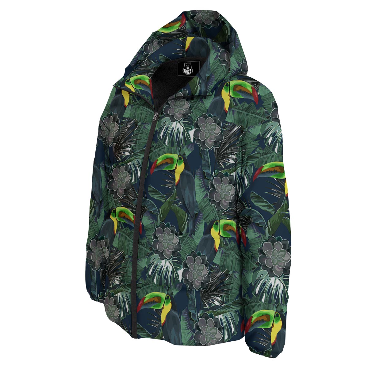 Hawaii Toucan Aloha Print Pattern Down Jacket-grizzshop