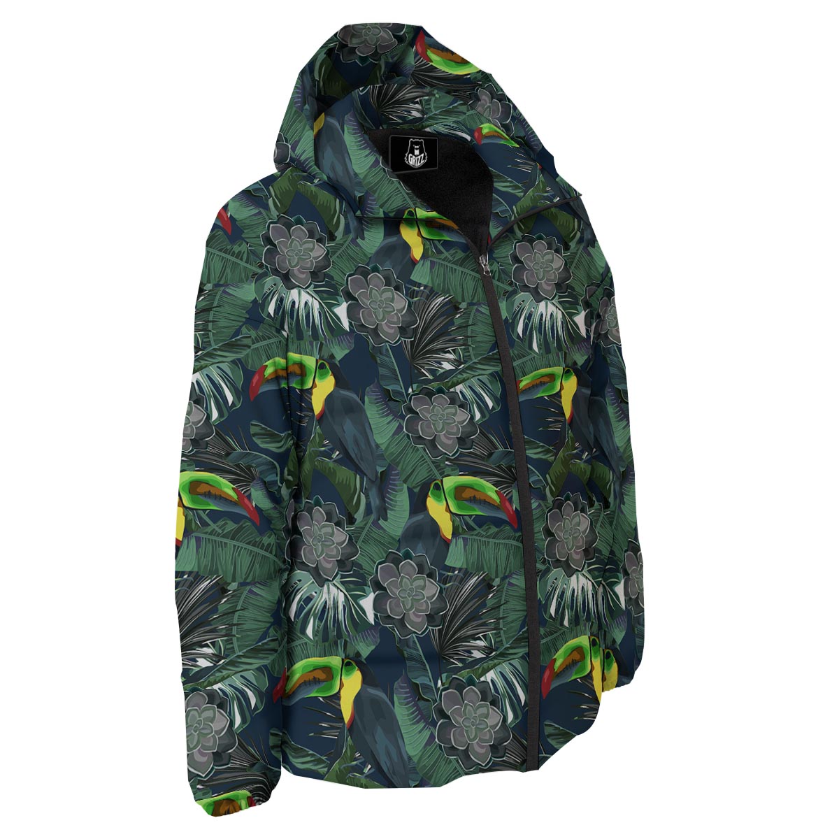 Hawaii Toucan Aloha Print Pattern Down Jacket-grizzshop