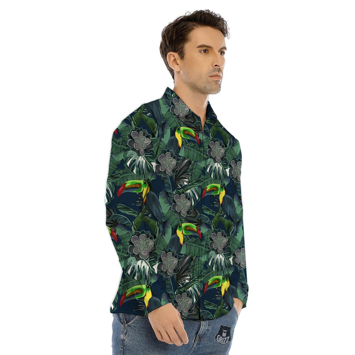 Hawaii Toucan Aloha Print Pattern Men's Dress Shirts-grizzshop