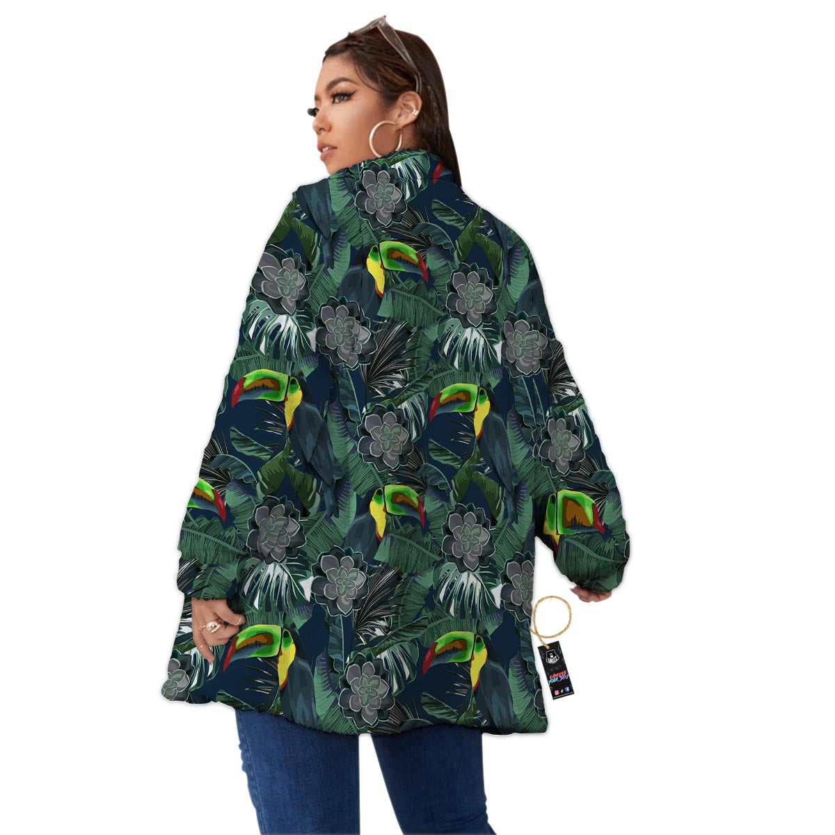 Hawaii Toucan Aloha Print Pattern Women's Sherpa Jacket-grizzshop