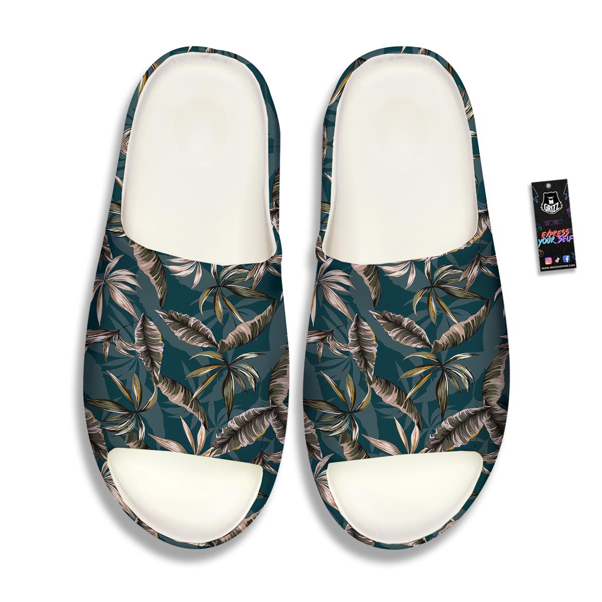 Hawaii Leaf Green Tropical Print Pattern Sandals-grizzshop