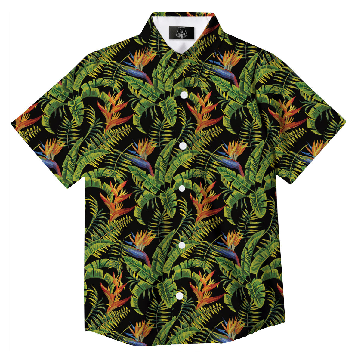 Hawaiian Banana Leaf Print Pattern Button Up Shirt-grizzshop
