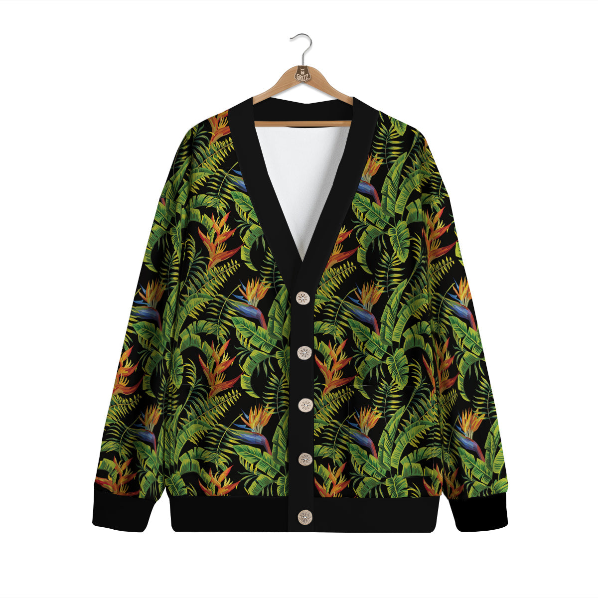 Hawaiian Banana Leaf Print Pattern Cardigan-grizzshop